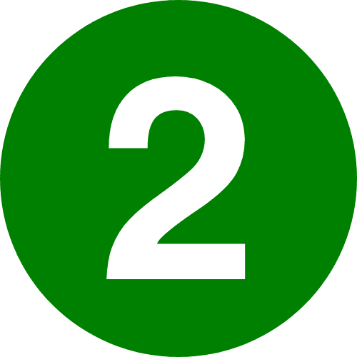 Icône montrant le chiffre 2 en blanc dans un cercle vert.