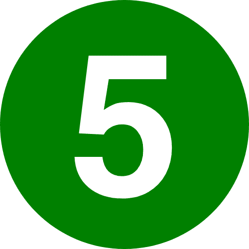 Icône montrant le chiffre 5 en blanc dans un cercle vert.
